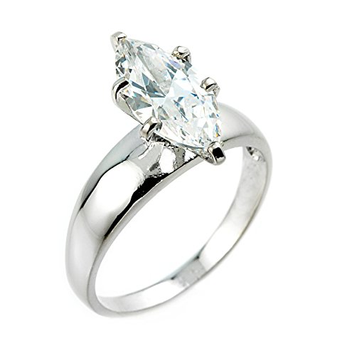 925 Sterling Silver Six-Prong Solitaire Marquise