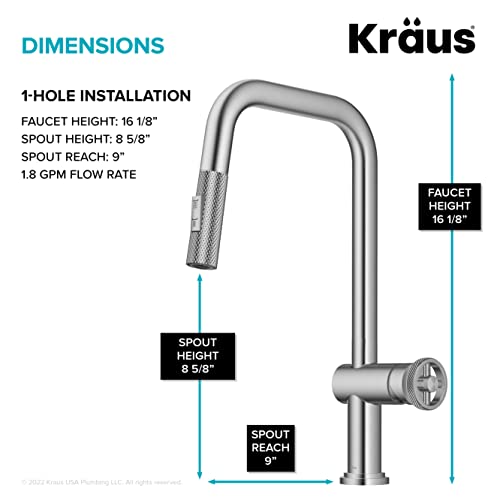 KRAUS Urbix Industrial Pull-Down Single Handle Kitchen Faucet in Spot-Free Stainless Steel, KPF-3126SFS - image 5