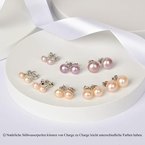 5-10MM Natural Freshwater Cultured Pink Pearl Stud Earrings for Women 925 Sterling Silver Button Flat Pearl Earrings