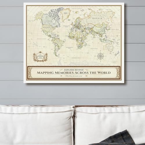 Image of DECORARTS - Colorful World Map Art Canvas Wall Art, Classic World Maps for Wall Decor, Hand-Stretched Giclee Print, Living Room Bedroom Office Home Decor, Ready to Hang, Handcrafted in USA, 20x16''