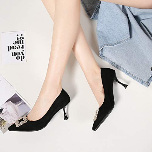 MIOKE Women's Fashion Rhinestone Kitten Mid Heel Dress Pumps Pointy Toe Stiletto Party Bridal Wedding Shoes4