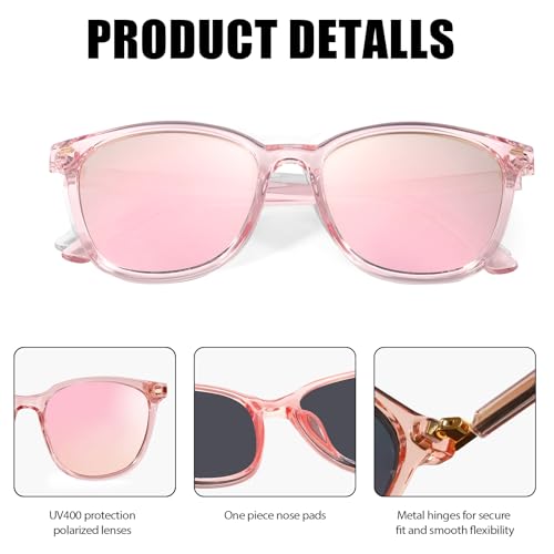 LVIOE Polarized Square Sunglasses for Women, Mirrored Trendy Oversized Shades with UV400 Protection Sun Glasses LS185124