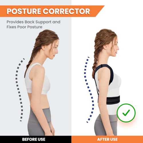 Image of Sifoz Free Size Posture Corrector for Men & Women | Breathable Back & Shoulder Support Belt | Helps Improve Posture & Reduce Back Pain (Black)