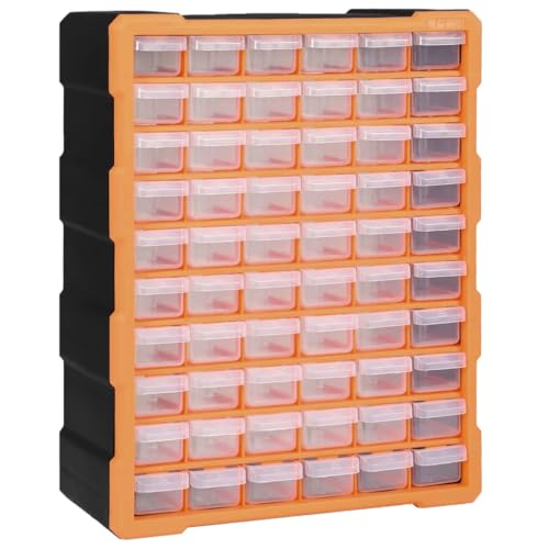 vidaXL Multi-Schubladen Organizer mit 60 Schubladen Sortierkasten Sortimentskoffer Sortimentskasten Sortimentsbox Kleinteilemagazin 38x16x47,5cm