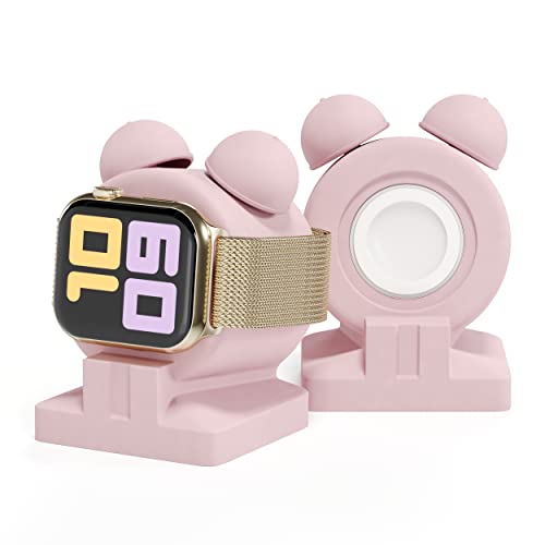iWatch Charger Stand for Apple Watch Series Ultra2/Ultra/10/9/8/SE2/7/6/SE/5/4/3/2/1 (49/46/45/44/42/41/40/38mm) ?ute Silicone Holder Supports Nightstand Mode Charging Dock Accessories