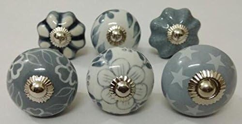 LIGHT GREY COLOR CERAMIC KNOBS DRAWER PULLS KID BEDROOM KNOBS CABINET KNOBS KITCHEN KNOBS PULLS (DESIGN O8)