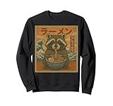 divertente kawaii ramen tagliatelle giapponesi raccoon mangiare ramen felpa