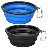 Kytely Extra Large Collapsible Dog Bowls 2 Pack, 34oz Foldable Dog Travel Bowl, Portable Dog Water Food Bowl with Carabiner, Pet Feeding Cup Dish for Traveling, Walking, Parking