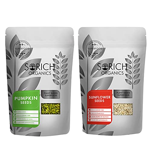 Sorich Organics Raw Pumpkin Seeds & Sunflower Seeds | Seeds Combo Mix for Eating | Mix Seeds Combo | Healthy Snacks | Diet Food | Vegan (Pack of 2 x 200gm)