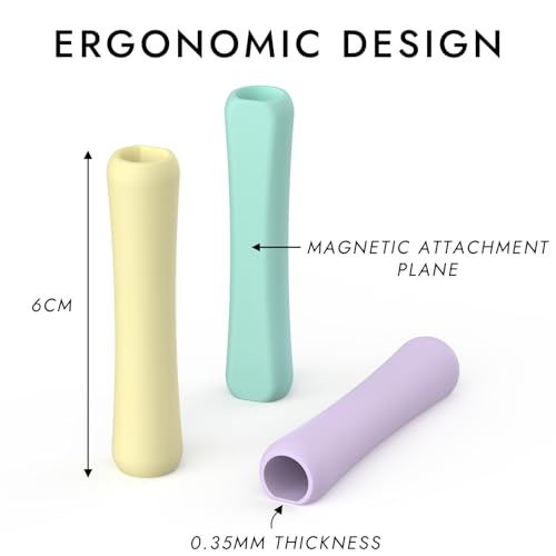 Image of 4 Pack Silicone Grip Compatible with Apple Pencil 2nd Generation, Apple Pencil USB-C & Apple Pencil Pro Ergonomic iPencil Grip (Purple /Pink /Yellow /Green)