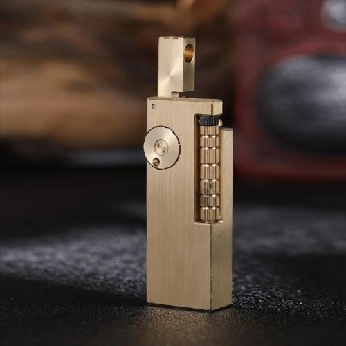 Image of Smoke King Side Slip Sovereign Spark Narrow Series Fluid Lighter - Solid Brass Refillable Pocket Lighter, Slim Rectangular Design, Durable Sealed Construction for Everyday Carry