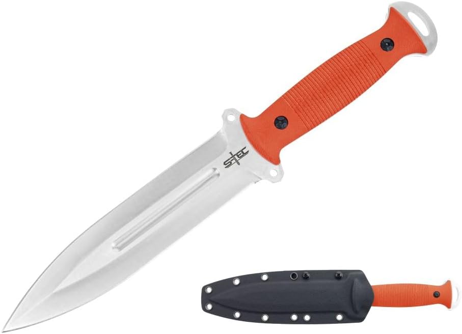 S-TEC Tactical Hunting Fixed Blade G10 Composite Handle Knife w/ Kydex Sheath