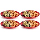 Acan Tradineur - Pack de 4 Platos Decorativo para Navidad – Reutilizable - Fabricado en España - Capacidad 500 ml - Ø 20 x 2,5 cm - Color Granate