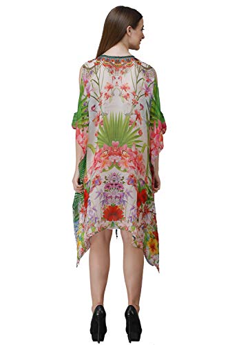 Image of RAVI RAJORIA Georgette Digital Printed Beach Wear Kaftan Blue Free Size R800 | Multi Color 2