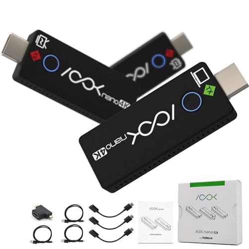 RGBlink 4K Wireless HDMI Transmitter and Receiver Kit,Plug and Play,Wireless HDMI Extender One Transmitter and Two Receivers, Supports Laptop to Dual Monitors for Meetings Live Broadcasts