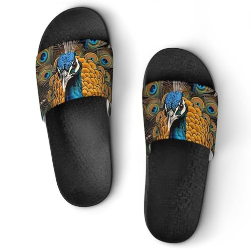 Peacock House Sandals Non-Slip Bathroom Slippers Beach Summer Shoes for Men Women
