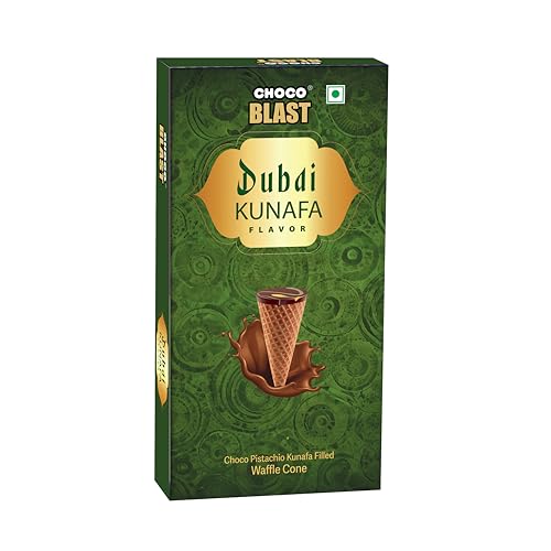 Choco Blast Dubai Kunafa Flavor Chocolate Pistachio Filled Waffle Cone Gift Box