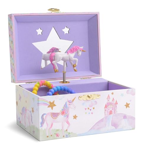 Jewelkeeper Musical Jewelry Box for Girls with Spinning Unicorn, Glitter Rainbow and Stars...