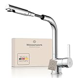 Wasserwerk Robinet de cuisine WK4 Mitigeur de cuisine Mélangeur d'évier avec bec extractible Douchette extractible Made in Germany Chrome