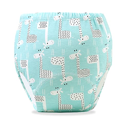 Image of Bembika Baby Training Pant Soft Cotton Reusable Potty Training Pants For Kids Leak-Resistant, Padded Underwear For Babies To Support Diaper Free Transition (L Size For 18-24 Months Blue Giraffe Theme)