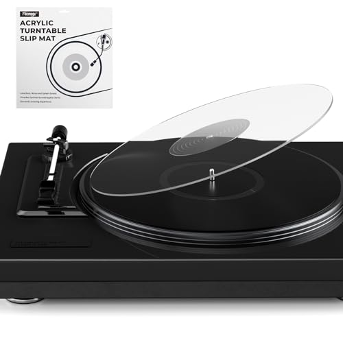 Facmogu 3mm Acryl Plattenspieler Matte, 12“ Klar Vinyl Plattenteller Slipmat für LP Plattenspieler, Vinyl Slip Mats für Plattenspieler Antistatisch & Definiert Bass & Verbessert die Klangqualität