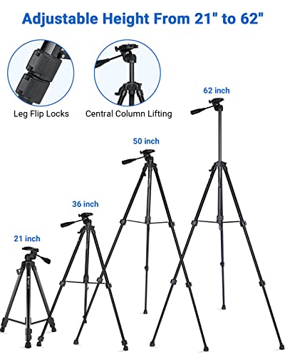 Fotopro Tripod For Camera, 61" Compact Portable Lightweight Phone Tripod, Travel Tripod And Phone Mount, Aluminium Video Camera Stand Tripod For Iphone Dslr Canon Nikon Recording #TOP3