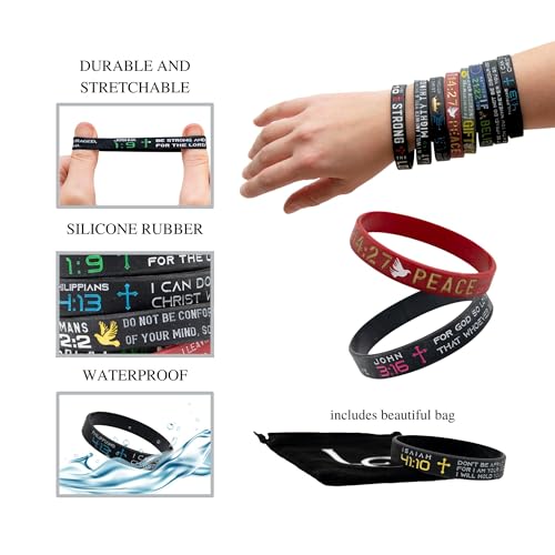 LG Gifts Ltd. Religious Black Rubber Bible Verse Faith Bracelet | Coloured Silicone Christian Wristband For Men and Women4