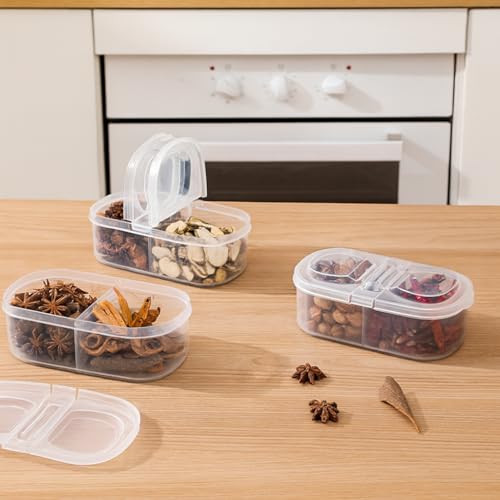 Image of 2 Way Transparent Lunch Box With Lids, Double Compartment Airtight & Leakproof Meal Prep Double Grid Plastic Boxes For Lunch, Snacks, Multi-Functionl Use For Kitchen Organizer Storage Tiffin Box.