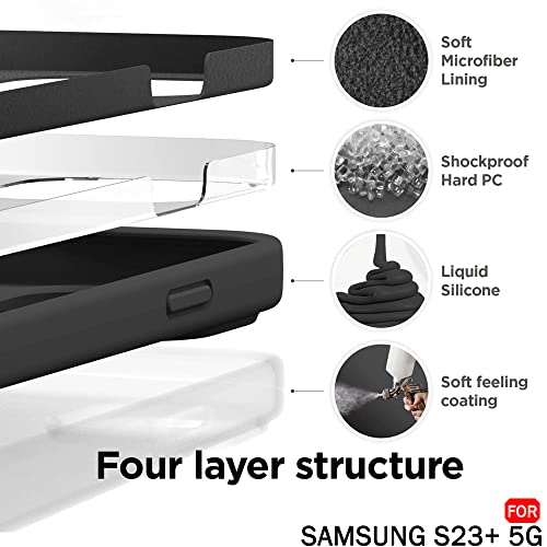 Image of TheGiftKart Liquid Silicone Back Cover Case for Samsung Galaxy S23 Plus 5G | Soft Micro-Fibre Lining Inside | Camera & Screen Protection | Shockproof Back Cover for Samsung S23+5G (Silicone, Black)