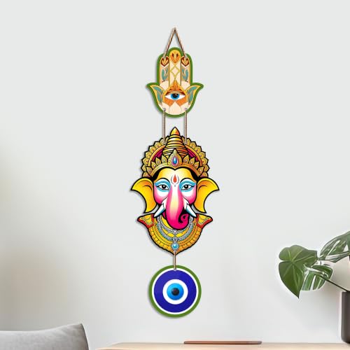 Image of Artvibes Siddhivinayak Evil Eye Wall Hanging for Home Entrance Decor | Nazar Battu Protection Wall Art for Living Room Bedroom Temple Office | Vastu Good Luck Positive Energy Gift (WH 8556N)