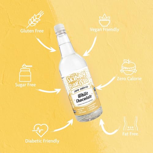 Skinny Food Co White Chocolate Coffee Syrup - Sugar Free 1L - Zero Calorie Sugar Free Coffee Syrup, Tea, Hot Chocolate, Fruit, Protein Drinks - Vegan-Friendly, Gluten-Free & Fat-Free