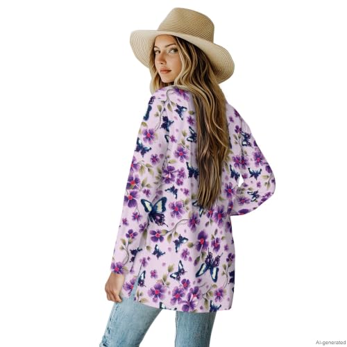 Image of Cardigan Sweaters for Women Long Sleeve Cardigan Soft Drape Open Front Fall Dusters V-Neck Jackets Dressy Loose Coat