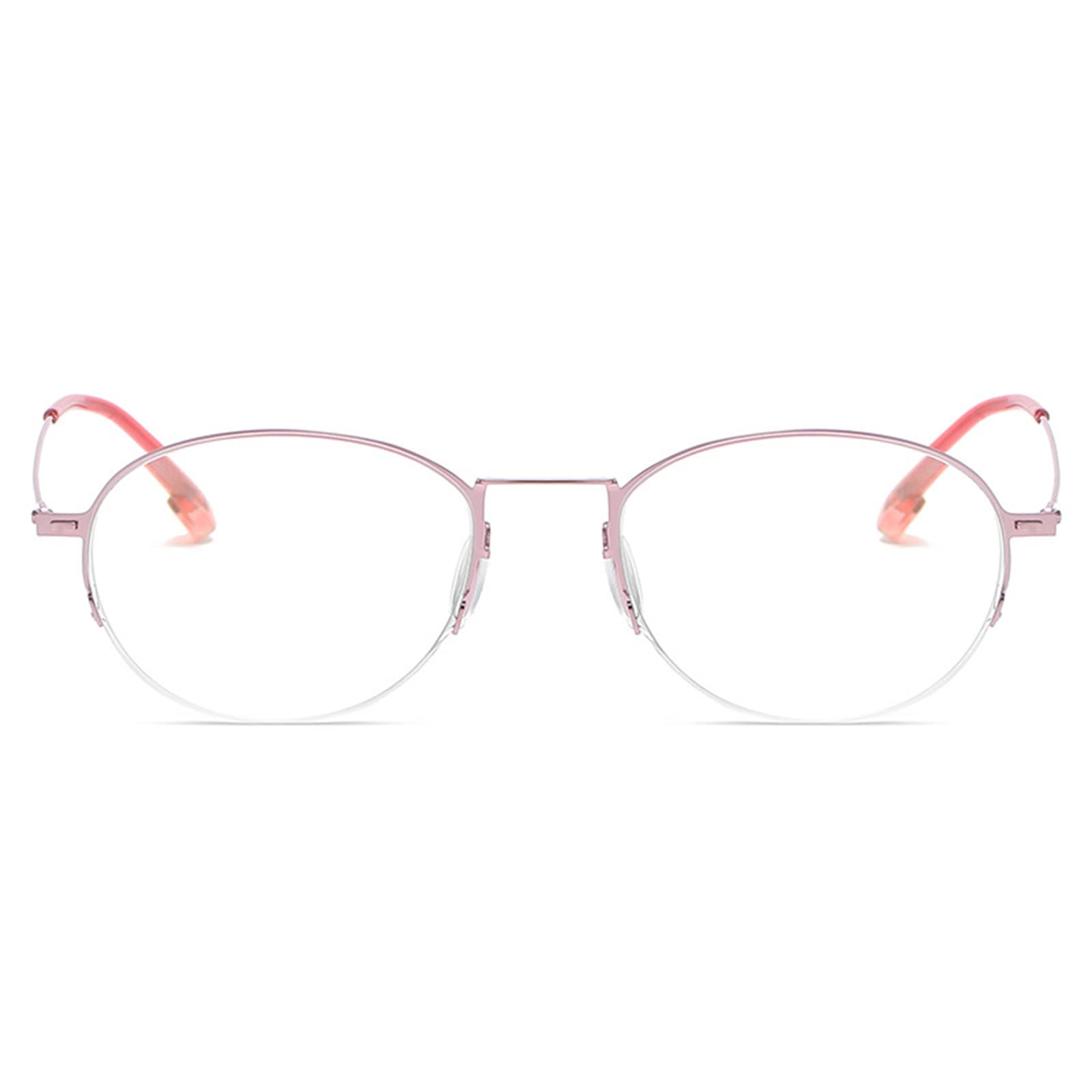 Mujeres Anti-Luz Azul Gafas de Lectura Metal Redondo Medio Marco Gafas para Ancianos HD Antideslumbrante Tensión Ocular Lector de Computadora +1.0 a + 3.0,Pink-+1.50