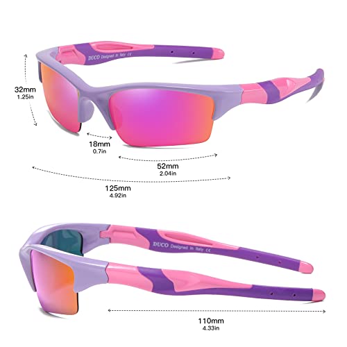 DUCO Toddler Kids Sunglasses for Boys Girls Sport Sunglasses Baseball Polarized Sunglasses for Age 4-7 Small to Medium K0143