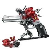 Gothic Rose Revolver Building Set Red Flower Gun Model with Rotating Barrel, Cylinder & Gears...