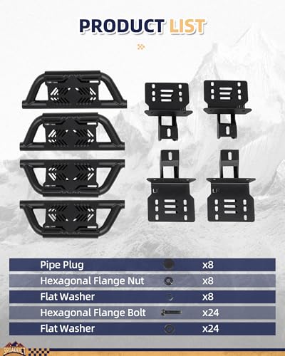 Broaddict Side Steps Fit for 2018-2025 Jeep Wrangler JL 4 Doors Running Boards