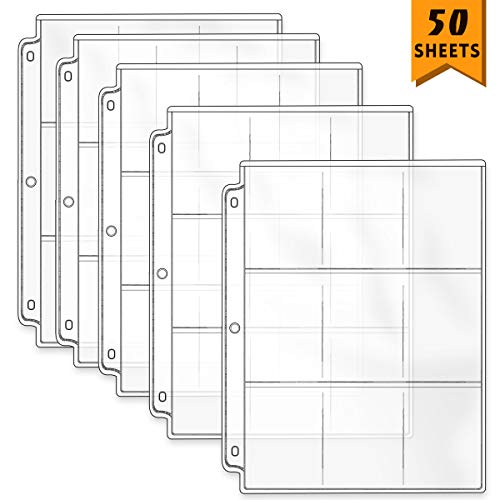 Neworkg 450 Pockets Transparent Trading Card Storage Album Pages 9-Pocket Game Card Sleeves Collector Coin Holders Wallets Standard Sized Trading Cards