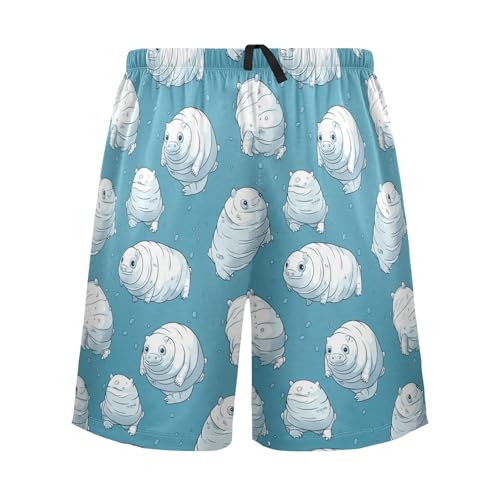 Men's Pajama Bottoms, Tardigrade Pattern Sleep Pajamas Shorts Sleepwear Lounge Short Pants PJS