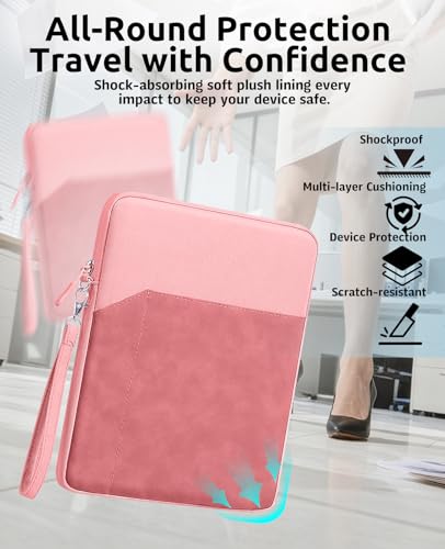 Capa para notebook ePaper BOOX Note Air5 C de 10,3 polegadas, bolsa de armazenamento KONXISA compatível com Boox Note Air 5 C 26.2 cm, capa protetora com proteção de 360°, rosa