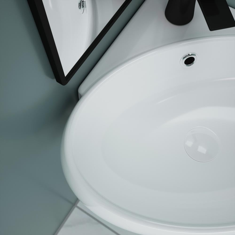 Durovin Bathrooms - Lavabo da bagno in ceramica, da appendere alla parete, salvaspazio, per guardaroba e bagno, forma rotonda compatta (400 x 380 x 145 mm)