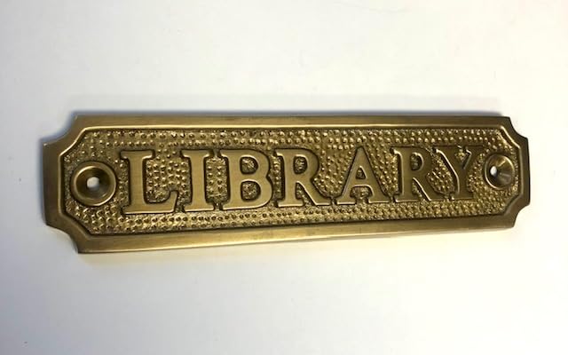 LIBRARY Door Sign Solid Brass with a Antique Bronze Finish 10.5 x 3 cm comes with Screws Ideal for Home Hotel etc DSN-7-AB