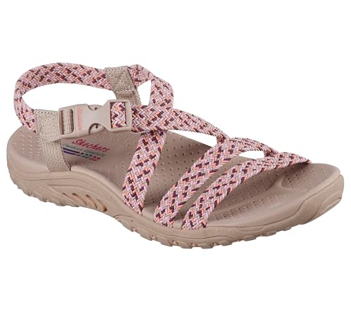 Skechers Skechers Women's REGGAE - ADORE YOU, Boho Woven Strap Sandal, Taupe/Multi, 8M