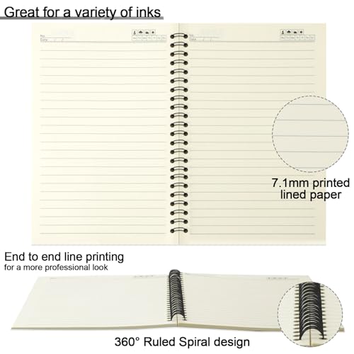 Carnet à spirale A5 rigide ligné blanc comme cahier de brouillon et dessin