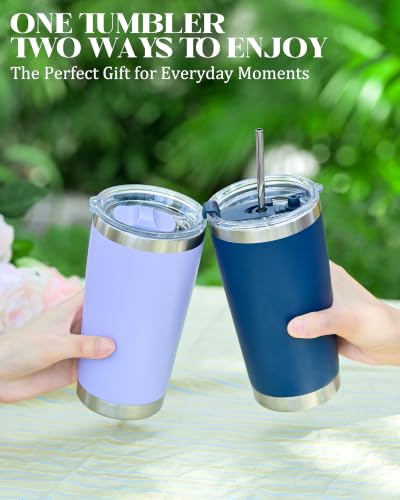 avodvo 20oz Tumbler with 2 Lids and Straw, Stainless Steel Travel Mug - image 7
