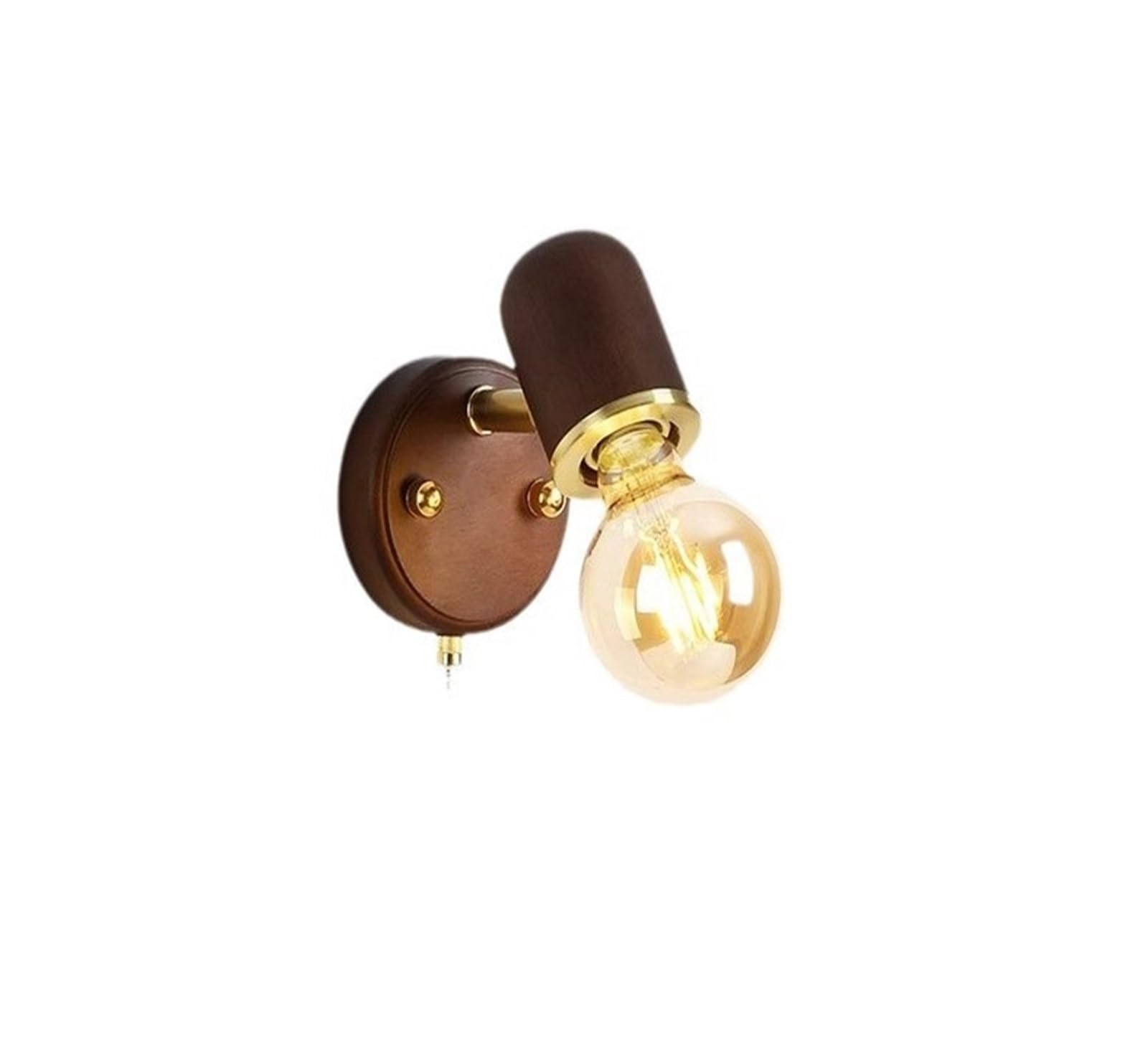 VALORCIRONA Retro Small wall lamp Bedroom Bedside lamp Medieval French Walnut Color Foyer Aisle Decorative lamp(Walnutcolor[17.5cm] wiringmodel-warmlight)
