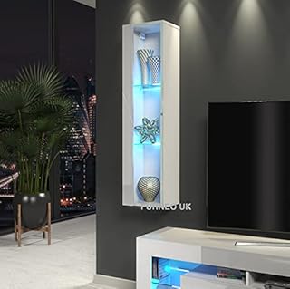 Furneo White Floating Display Cabinet Wall Unit Art01
