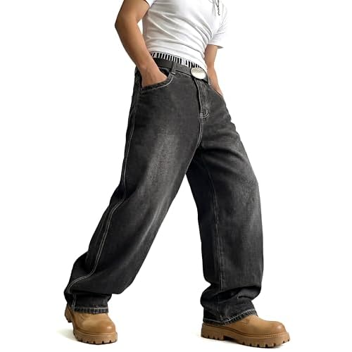 GINGTTO Mens Baggy Jeans Y2k Loose Fit Denim Pants for Men Wide Leg Streetwear Dark Shadow 32