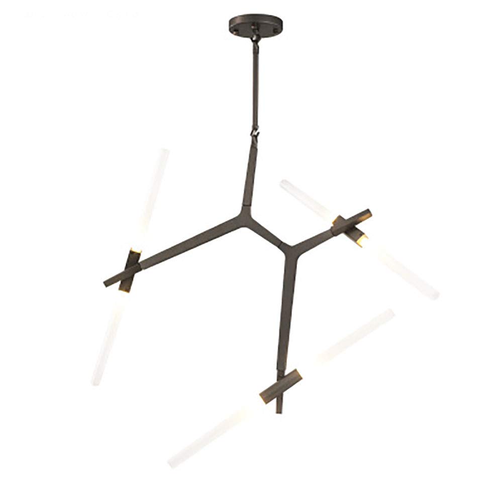 SYAXVOM G9 Modern Branch Chandelier,Industrial Style Herringbone Tube Chandelier,Minimalist Chandelier,For Dining Room Living ht Fittings-Black. 6 heads