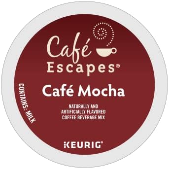 Cafe Escapes, Cafe Mocha Coffee Beverage, Single-Serve Keurig K-Cup Pods, 48 Count (2 Boxes of 24 Pods)