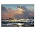 Paul Sinus Art 120x80cm Leinwandbild auf Keilrahmen Ölgemälde Strand Meer Wellen Segelboot Wolken Wandbild auf Leinwand als Panorama